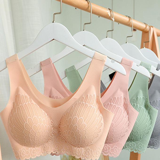 85kg 100kg Padded Push Up Sports Bra 95C 95D White Lace Panties 5