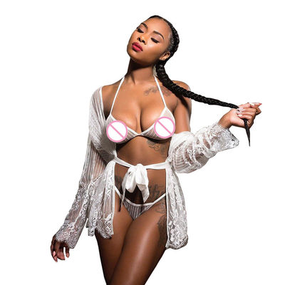 Transparent Ladies Teddy Panties Customized Sexy Lingerie Set Lace Robe Mature Women Sexy Underwear