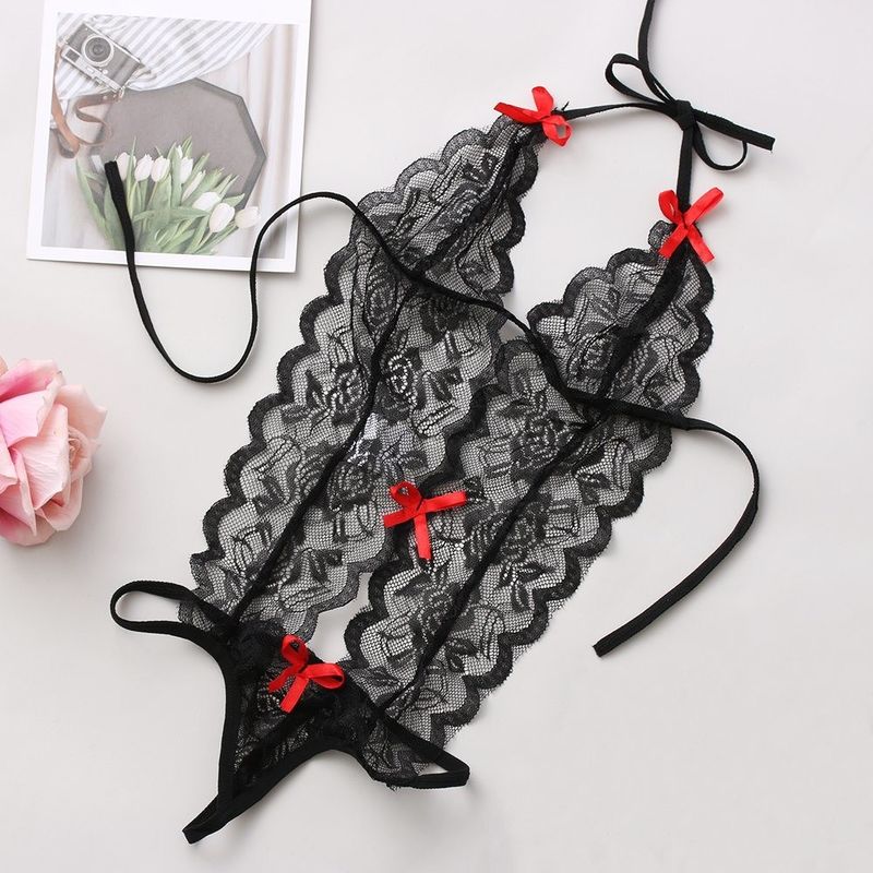 Three-Point Knitted Lace Sexy Lingerie Floral Knitted Sleeveless Sleepwear
