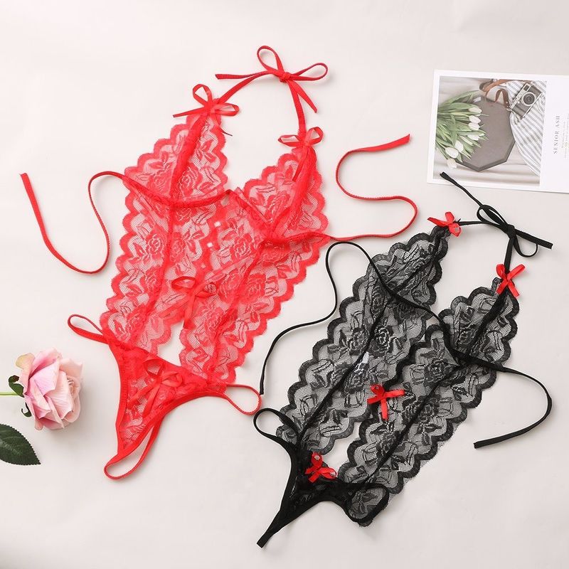 Three-Point Knitted Lace Sexy Lingerie Floral Knitted Sleeveless Sleepwear