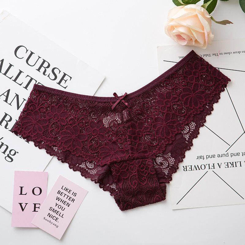XL Hemp Nylon Underwear One Piece Bra Panty Breathable Briefs Lace Hollow