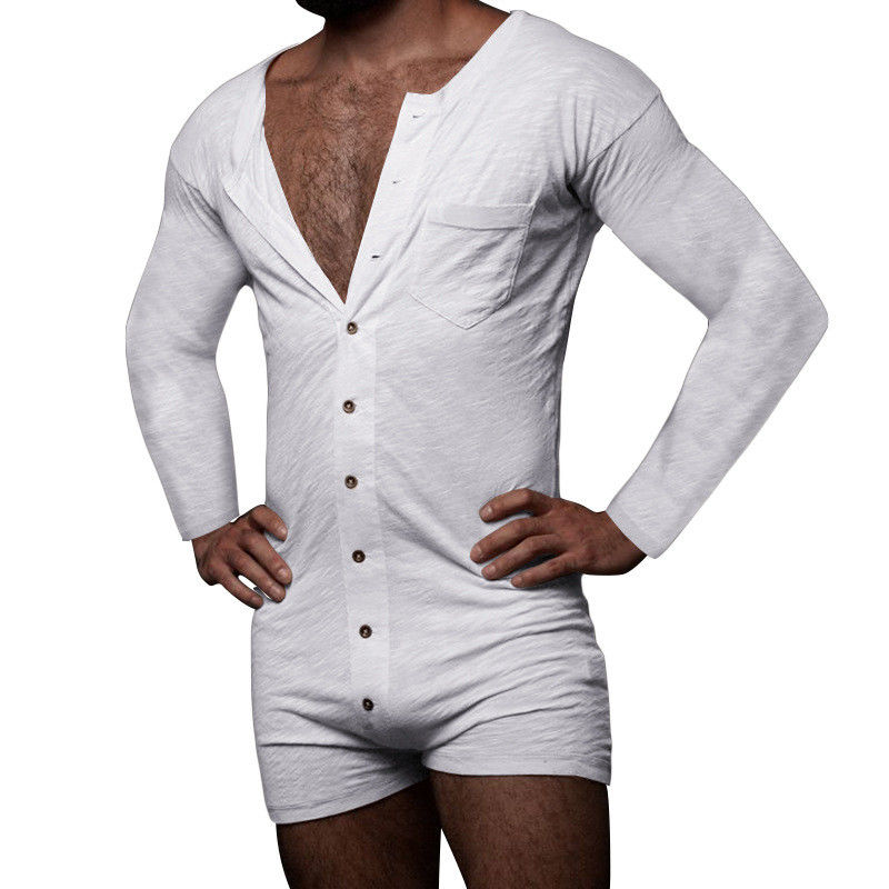 Sexy Mens Summer Pyjama Set Solid Sleeveless Men Sexy Onesie Jumpsuit