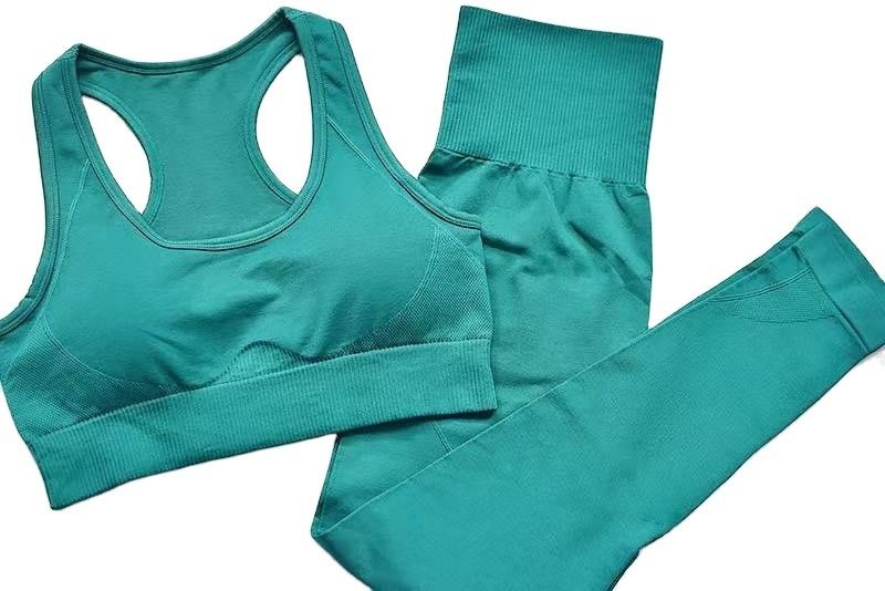 Yoga Breathable Seamless Sports Bra Leggings Stretch Fabric High Waisted Gym Leggings