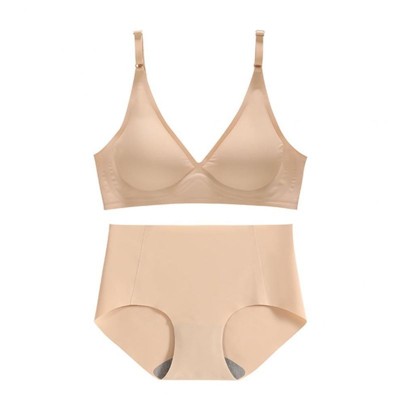 Woven Racerback Seamless V Neck Bralette Ribbed 3/4 Cup Push Up Bra