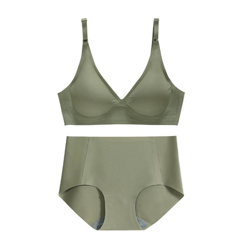 Woven Racerback Seamless V Neck Bralette Ribbed 3/4 Cup Push Up Bra